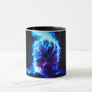 Skull with blue flames mug