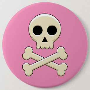 Skull with Bones 6 Cm Round Badge