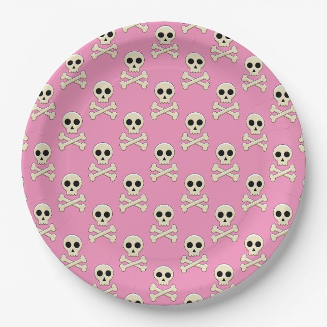 Skull with Bones Paper Plate (Front)