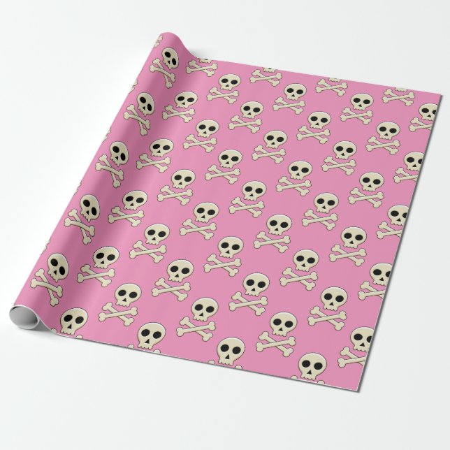 Skull with Bones Wrapping Paper (Unrolled)