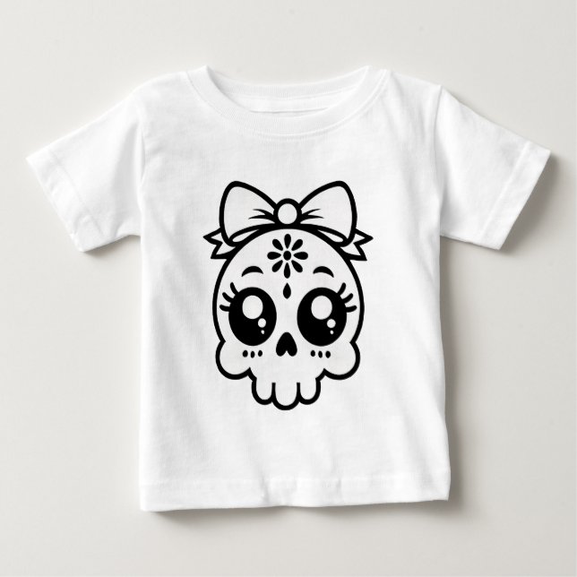 Skull with Bow  Baby T-Shirt (Front)
