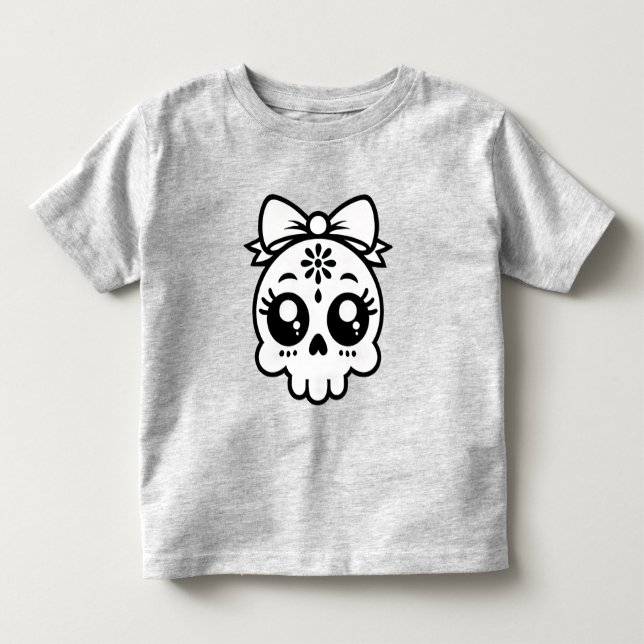 Skull with Bow  Toddler T-Shirt (Front)