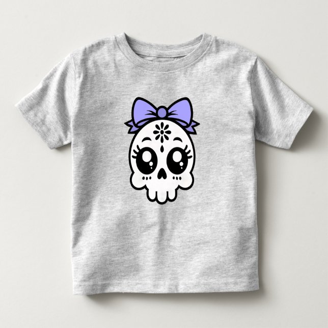 Skull with Bow  Toddler T-Shirt (Front)