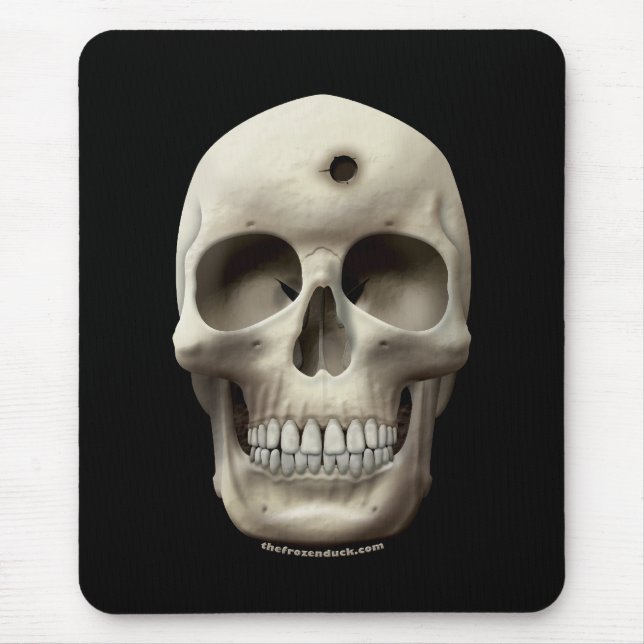 Skull with Bullet Hole Mouse Pad (Front)