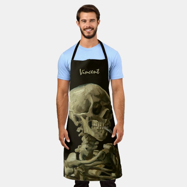 Skull with Burning Cigarette by Vincent van Gogh Apron (Worn)