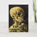 Skull with Burning Cigarette by Vincent van Gogh Card<br><div class="desc">Skull with Burning Cigarette by Vincent van Gogh is a vintage fine art post impressionism still life painting. A portrait of human skeleton smoking. Great image to use for anti-smoking products. Smoking kills 1, 000s every year, help someone to quit smoking today. Great image for Halloween or Día de los...</div>