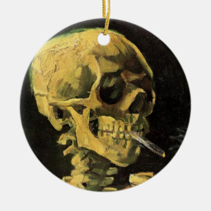 Skull with Burning Cigarette by Vincent van Gogh Ceramic Tree Decoration