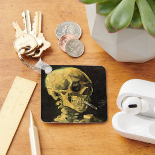 Skull with Burning Cigarette by Vincent van Gogh Key Ring