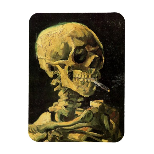 Skull with Burning Cigarette by Vincent van Gogh Magnet (Vertical)