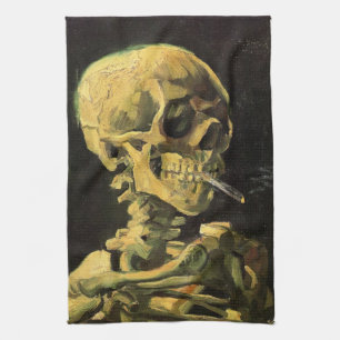 Skull with Burning Cigarette by Vincent van Gogh Tea Towel
