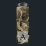 Skull with Burning Cigarette Van Gogh Monogram Thermal Tumbler<br><div class="desc">Vincent van Gogh (Dutch, 1853 - 1890) Skull of a Skeleton with Burning Cigarette, 1885–86, Oil on canvas Unframed: 32 cm × 24.5 cm (13 in × 9.6 in) Early work by Vincent van Gogh. This small painting is part of the permanent collection of the Van Gogh Museum in Amsterdam....</div>