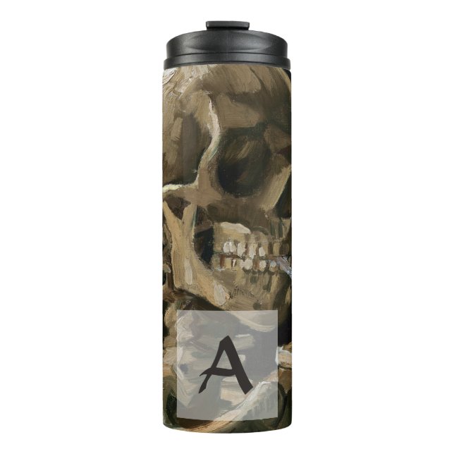 Skull with Burning Cigarette Van Gogh Monogram Thermal Tumbler (Front)