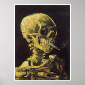 Skull with Burning Cigarette, Van Gogh Poster