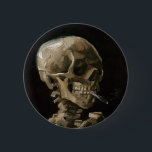 Skull with Burning Cigarette Vincent van Gogh Art 6 Cm Round Badge<br><div class="desc">Vincent van Gogh (Dutch, 1853 - 1890) Skull of a Skeleton with Burning Cigarette, 1885–86, Oil on canvas Unframed: 32 cm × 24.5 cm (13 in × 9.6 in) Early work by Vincent van Gogh. This small painting is part of the permanent collection of the Van Gogh Museum in Amsterdam....</div>