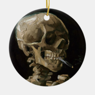 Skull with Burning Cigarette Vincent van Gogh Art Ceramic Tree Decoration