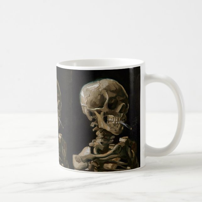 Skull with Burning Cigarette Vincent van Gogh Art Coffee Mug (Right)