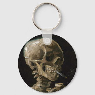 Skull with Burning Cigarette Vincent van Gogh Art Key Ring
