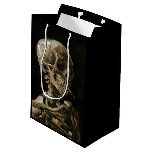 Skull with Burning Cigarette Vincent van Gogh Art Medium Gift Bag (Back Angled)