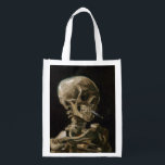 Skull with Burning Cigarette Vincent van Gogh Art Reusable Grocery Bag<br><div class="desc">Vincent van Gogh (Dutch, 1853 - 1890) Skull of a Skeleton with Burning Cigarette, 1885–86, Oil on canvas Unframed: 32 cm × 24.5 cm (13 in × 9.6 in) Early work by Vincent van Gogh. This small painting is part of the permanent collection of the Van Gogh Museum in Amsterdam....</div>
