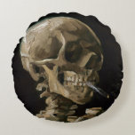 Skull with Burning Cigarette Vincent van Gogh Art Round Cushion<br><div class="desc">Vincent van Gogh (Dutch, 1853 - 1890) Skull of a Skeleton with Burning Cigarette, 1885–86, Oil on canvas Unframed: 32 cm × 24.5 cm (13 in × 9.6 in) Early work by Vincent van Gogh. This small painting is part of the permanent collection of the Van Gogh Museum in Amsterdam....</div>