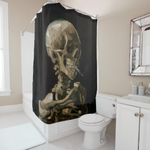 Skull with Burning Cigarette Vincent van Gogh Art Shower Curtain