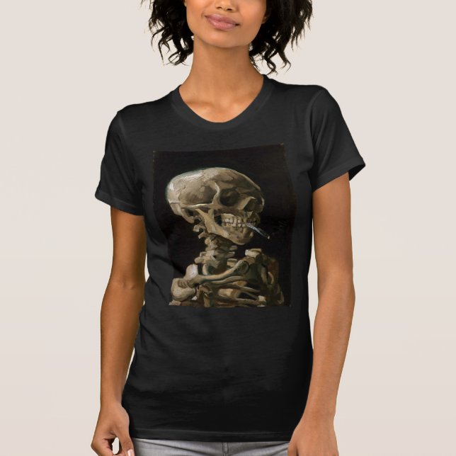 Skull with Burning Cigarette Vincent van Gogh Art T-Shirt (Front)