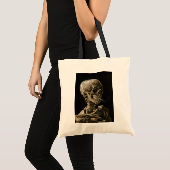 Skull with Burning Cigarette Vincent van Gogh Art Tote Bag (Front (Product))