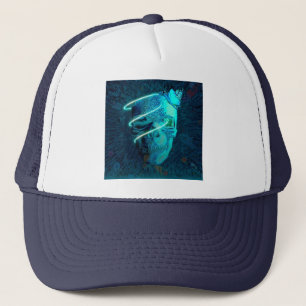Skull with butterfly decoration trucker hat