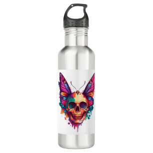 Skull with Butterfly Wings 710 Ml Water Bottle