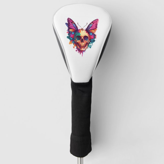 Skull with Butterfly Wings Golf Head Cover (Front)
