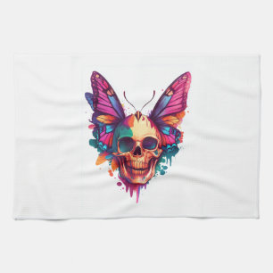 Skull with Butterfly Wings Tea Towel