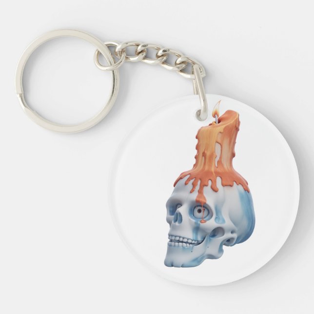 Skull with candle / Totenkopf mit Kerze Key Ring (Front)