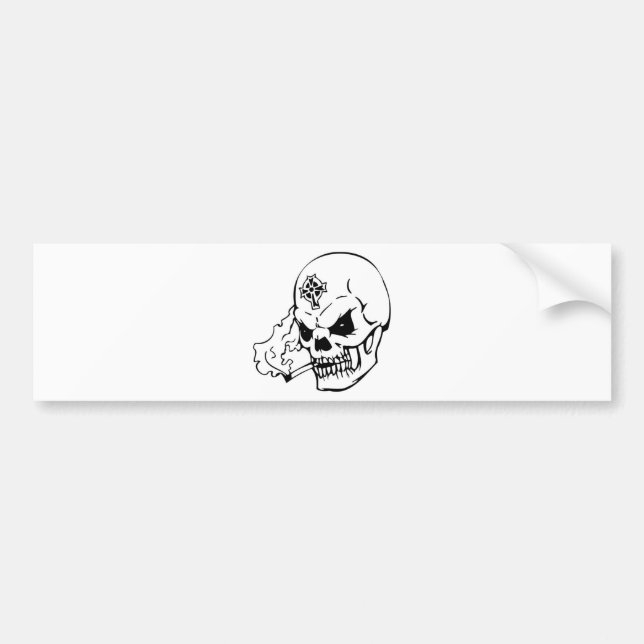 Skull with Celtic Cross Bumper Sticker (Front)