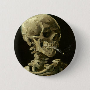 Skull with Cigarette by Van Gogh 6 Cm Round Badge