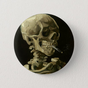 Skull with Cigarette by Van Gogh 6 Cm Round Badge