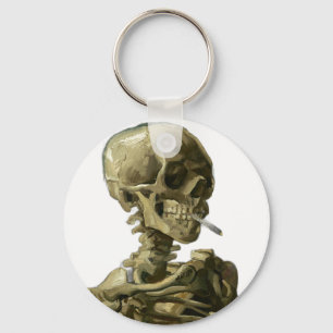 Skull with Cigarette by Van Gogh Key Ring
