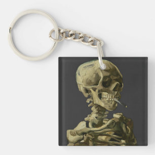 Skull with Cigarette by Van Gogh Key Ring