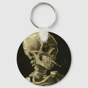 Skull with Cigarette by Van Gogh Key Ring