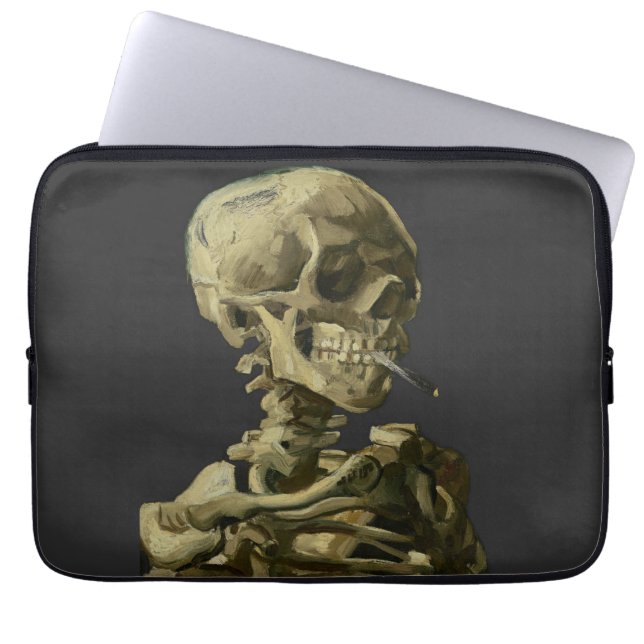 Skull with Cigarette by Van Gogh Laptop Sleeve (Front)