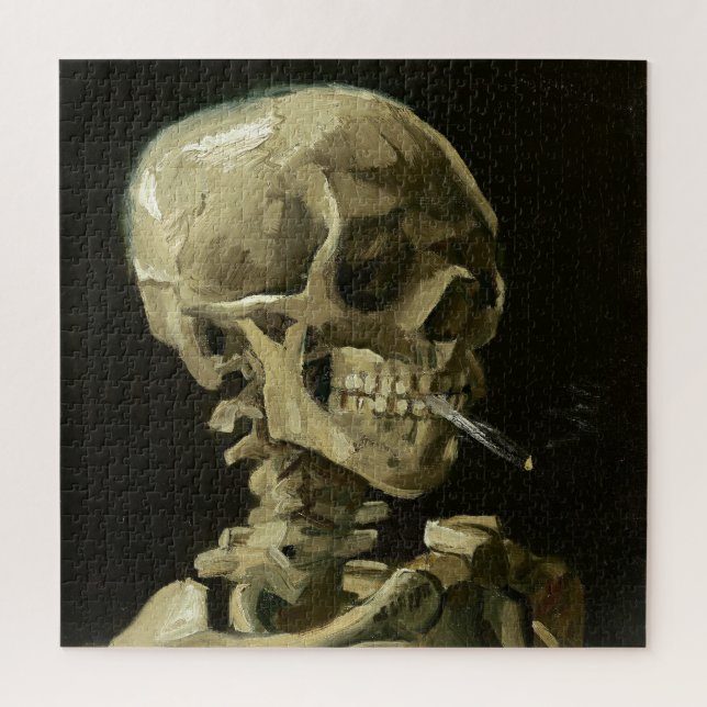 Skull with Cigarette by Van Gogh Painting Art Jigsaw Puzzle (Vertical)