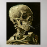 Skull with Cigarette by Van Gogh Poster<br><div class="desc">Van Gogh's Expressionist Paintings: Skull with Burning Cigarette  Canvas Painting</div>