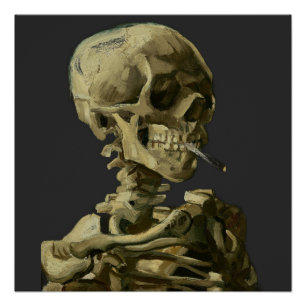 Skull with Cigarette by Van Gogh Poster