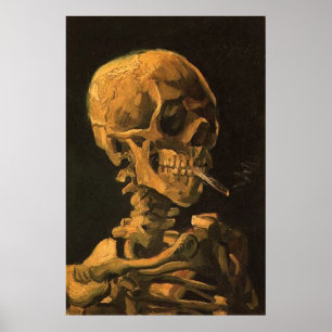 Skull with Cigarette Poster Print