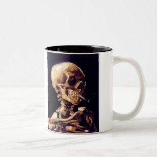Skull With Cigarette, Van Gogh Two-Tone Coffee Mug