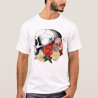 Skull with colourful flowers. T-Shirt