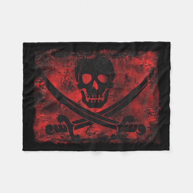 Skull with Crossed Swords Creepy Artwork Fleece Blanket (Front (Horizontal))