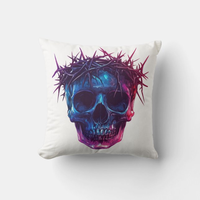 Skull with Crown of Thorns Cushion (Front)