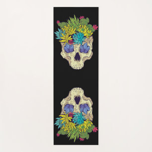 Skull with Crystals and Succulents Yoga Mat