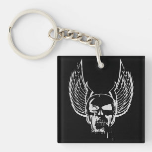 Skull with Ethereal Wings Key Ring