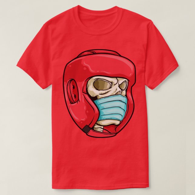 Skull with Face mask and Boxing helmet T-Shirt (Design Front)